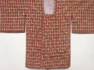 リサイクル　格子模様織出しロング道行コート